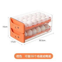 슬라이딩수납함 계란 수납함 냉장고 식품급으로 서랍식정리 오리알 넣어 아이디어 귀여운 2단 주방 정리 신선보존, T02-귤색 PET재질 적재 36개 계