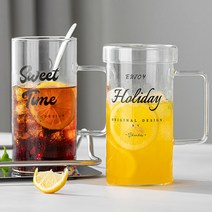 [Y+1] 내열강화유리 빅머그&멀티캡세트 뚜껑포함 머그컵 700ML 1+1, 스위트타임+스위트타임