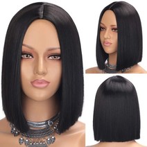 여성 가발 여자 부분가발 맞춤가발 패션가발 머리가발 가발추천 AISI HAIR 여성용 짧은 검은 색 합성 가발 내츄럴 블루블론드 중간 부분 밥 가발 내열 섬유 천연 찾고 가발 가, 1B, 12인치