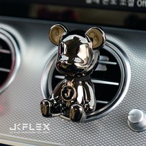 JK 크롬 베어브릭[단품] 차량용 방향제, 크롬단품(블랙), 화이트코튼, 리필킷2팩(향6개)