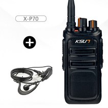 무전기 KSUN X-P70 100KM 야외 IP67 방수 10W 전원 핸드 헬드 전문 라디오 군사/불 싸움/산업 워키 토키, 02 X-P70 Add Headset