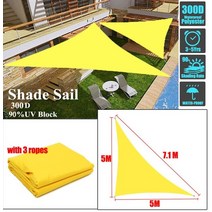 캠핑 천막 캐노피 바람막이 대형 햇빛가림 4인용 6인용 노란색 방수 태양 그늘 돛 광장 직사각형 삼각형 정원 테라스 수영 그늘 캠프 하이킹 마당 차양, 5x5x7.1m