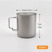 야연냄비 인덕션 코펠 세트 군용 반합 백패킹 장비 접이식 야외 주방 피크닉 용품과 휴대용 캠핑 머그잔 티타늄 컵 관광 식기, 420ml