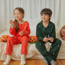 수아팜 남아용 딥그린 긴팔 수면 잠옷 상하 세트