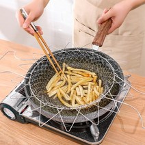 스텐 채망 그물망 건지개 스테인레스 스텐망 스텐망채반 손잡이 스텐망원형 튀김망 건지개, 스텐바구니 1개