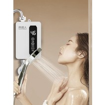 급속 온수 샤워기 무타공 욕실 전기 순간 히터 싱크대 샤워, 주방용 3800W - 누수 방지 플러그