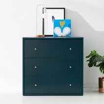 오동나무 튼튼 고급 인테리어 예쁜가구 서랍 높은 키큰 캐비닛 콘솔장 선반 화이트 그린 3단, 딥그린