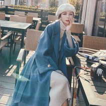 여성 빅사이즈 겨울 테일러 카라 벨티드 롱 모직 코트 더블 울 자켓 트렌치코트 박시 오버핏 4XL 5XL
