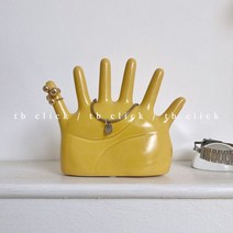 손 모양 오브제 빈티지 주얼리 박스 목걸이 팔찌 반지 악세사리 보관 장식장 진열대, 노란색