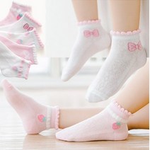 Multi4 레이스 딸기 여아 아동 여름양말 5켤레