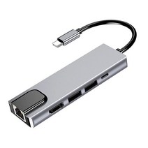 usbc허브 usb멀티허브 c타입usb 썬더볼트허브 Hot 6 in 1 USB Type C 허브 Hdmi 4K 허브-기가비트 이더넷 R, 01 Gray
