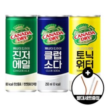 [홈스] 캐나다드라이 진저에일x10 토닉워터x5 클럽소다x5 250ml x 20캔 혼합세트 하이볼 + 스텐빨대세트증정, 20개