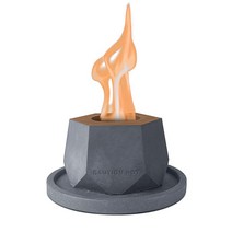 Kante 14.2cm W 갤럭시 스톤 휴대용 콘크리트 문지르는 알코올 테이블 탑 화덕 금속 소화기 블루 파이어 글라스 및 18.3cm 다크 그레이 베이스 에탄올 벽난로 실내, Dark Base + Glass Beads, Shield Style