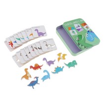SJSHOP 어린이 영어 플래시 카드 포켓 카드 패턴 인식을 위한 교육 학습 유아 유아원 유치원, 카드 6.8x6.8cm, 나무, 공룡