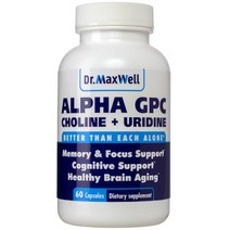 미국베스트셀러 Dr MaxWell Alpha GPC 600mg 우리딘+콜린 강화제, 60 caps