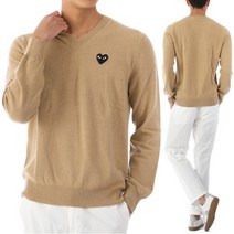 [꼼데가르송] 22FW 블랙하트 와펜 브이넥 울 니트 AZ N018 BEIGE