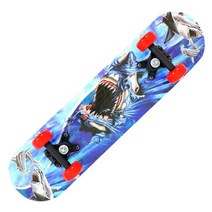 더블 로커 스케이트보드 만화 스케이트 보드 스쿠터 롱보드 데크 메이플 우드 바퀴 4 개 어린이 청 60x15x10cm, [04] Shark