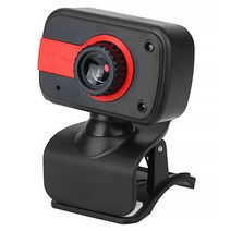 PC용 마이크가 장착된 USB 360도 2.0 HD 카메라 웹캠 클립 웹캠, 블랙 레드
