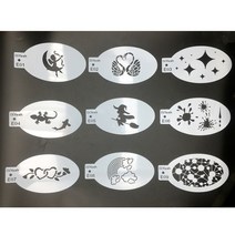 페이스페인팅페이스 스텐실 프로 바디 아트 템플릿 도트 물고기 스케일 표범 인쇄 벽돌 l, e 시리즈 9개