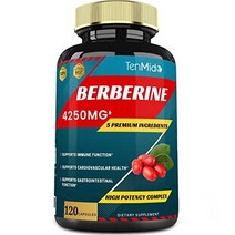 USKORNET 최고품질 베르베린 4250mg 4가지 강력한 허브 함유 천연 항산화제, 베르베린-120Capsules