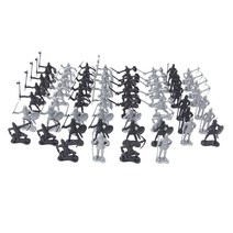 shangren 60 pcs 군인 피규어 기사 말 중세 장난감 놀이 세트 미니 모델 어린이 완구, 5-7cm, 플라스틱, 블랙 실버