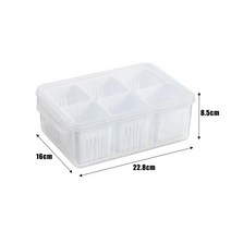 냉장고 보관 상자 6 그리드 식품 야채 과일 보관 상자 냉장고 정리 배수 바구니 고기 양파 생강 클리어 크리스 퍼, Fridge Storage Box, 한개옵션1