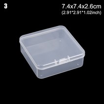 가정용금고 9 크기 광장 플라스틱 투명 보관 상자 작은 항목 잡화 주최자 보석 소형금고, 7.4x7.4x2.6cm