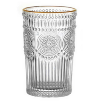 블루선 북유럽풍 싱글몰트 하이볼 온더락 엔틱 유리컵 350ml, 골드링 색상, 30개