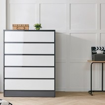 이케아 유광 하이그로시 서랍장 다용도수납장 원룸 자취방 거실 침실 국내제작 정리장 5단, HZ321 그레이화이트