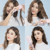 무선미니고데기 브러쉬 뿌리 앞머리 휴대용 고데기 NOVUS-28mm 빅 웨이브 컬링 아이론 세라믹 헤어 컬러 딥 에그 롤 LED 디스플레이 2 배럴 스타일러 도구, 한개옵션0