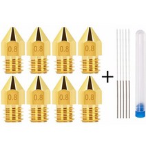 3d 프린터 노즐 세트 8pcs 0.4mm mk8 압출 프린트 헤드 노즐 (5pcs 청소 바늘 포함) 1.75mm 황동 노즐 ender 3 pro, 0.8mm 노즐 세트