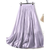 여름 2023 새로운 여성 스커트 한국 패션 롱 스커트 반짝이 요정 스커트 솔리드 플로잉 플리츠 스커트 스트리트웨어 학생 스커트