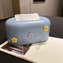북유럽 마카롱 티슈 상자 냅킨 휴지 케이스, 1, 푸른 꽃
