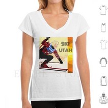 스키 70 년대 스타일 티셔츠 남성 코튼 6xl 슬라롬 다운힐 슈퍼 G 린지 본 스노우 아이스 파우더 부츠 폴, [01] S, [28] W-Tee-neck-White