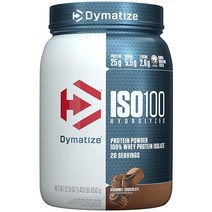Dymatize ISO100 가수분해된 100% 분리 유청 단백질 던킨 카푸치노 맛 25g 단백질 95mg 카페인 5.5g BCAA 글루텐 프리 빠른 흡수 쉬운 소화, Chocolate