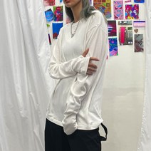 남녀공용 데일리 루즈핏 레이어드 기모 롱 핸드워머 긴팔티셔츠