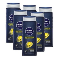 니베아 맨 파워 리프레시 쓰리인원 샤워젤 바디워시 올인원워시 500ml Nivea MEN Power Refresh 3-IN-1 Shower Gel, 6개