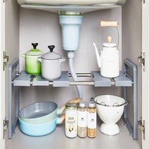 국산 1단 길이 폭조절 주방선반 모음 싱크대 하부장 욕실 베란다 펜트리 정리 수납선반, 싱크인선반(중)