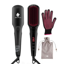 스트레이트 브러쉬 헤어 다리미 브러쉬 히트 브러쉬 더블 마이너스 이온 온도 락 기능 정전기 방지 스피디 피로 회복 불 방지 내열 장갑 첨부[24개월 보증 기간]MiroPure