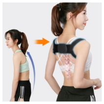 굽은 어깨 가슴 펴주는 바른 자세 고정 밴드, 블랙 S