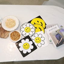 (2+2) 해피리빙 2세대 인덕션 매트 주방 인덕션 보호 커버 받침대 +사은품 치약디스펜서 2개, 데이지 사각(화이트2개), 데이지 원형(화이트2개)