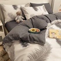 캠핑담요 차박 여름담요 꿀잠블랭킷 가정용 북유럽 침대 피스 침구 세트 퀸 사이즈 시트 침실용 담요 린넨, 13 13_02 200x230cm Bed (4pcs)