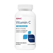 GNC 비타민 C 타임드-릴리스 1000mg 베지테리안 캐플렛 무설탕 글루텐 프리, 90개입, 3개