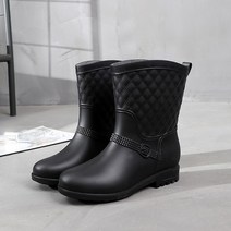 4컬러 퀄팅 패턴 베이직 여성 앵클 레인부츠 레인17여성장화 레인부츠 장마 비 우비, 245mm, 레드