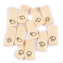 50 개/몫 면 짠 베이지 라벨 옷 케어 바느질 액세서리 만화 날씨 패턴 가방 태그 빨 C2440, 01 mix