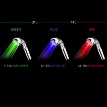 아동샤워 물온도 LED 색변화 세라믹 샤워기 집들이선물 물절약 두피마사지 절수