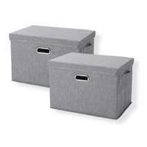 라이프리듬 Life Rhythm 패브릭 리빙박스 접이식 부직포 옷 이불 다용도 정리함 수납함 1+1 세트, 그레이 중형 2개