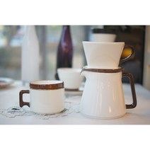 카카오라인 도자기 드리퍼 세트 [핸드페인팅 도자기], 드리퍼+주전자+뚜껑머그