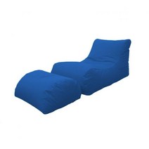Dmora 현대 거실 긴 의자. 나일론 발판이 있는 안락의자. 침실용 패딩 푸프. Made In Italy. 120X80H60 센티미터. 파란색 색깔
