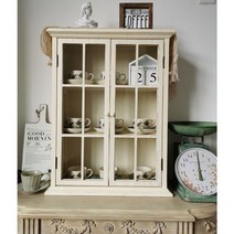 고급 북유럽 빈티지 엔틱장 주방선반 그릇장식장 찻장, 화이트 54X23X70 높이